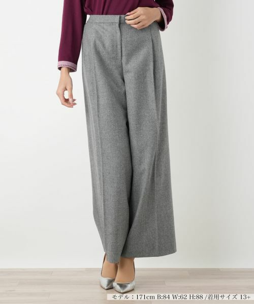 Leilian PLUS HOUSE/レリアンプラスハウス パンツ【プラス企画】 グレー系 13+