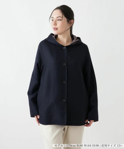 Leilian PLUS HOUSE/レリアンプラスハウス コート【Leilian WHITE LABEL】 ネイビー 13+ Leilian PLUS HOUSE/レリアンプラスハウス コート【Leilian WHITE LABEL】 ネイビー 13+