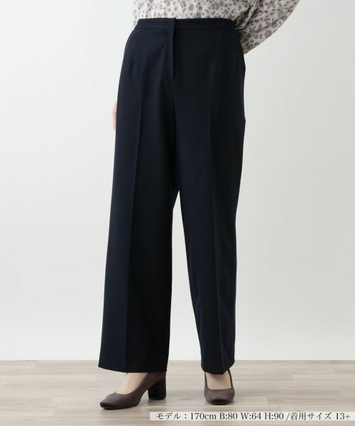 Leilian PLUS HOUSE/レリアンプラスハウス パンツ【Leilian WHITE LABEL】 ネイビー 17+