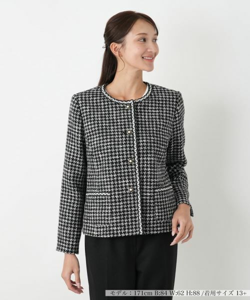 Leilian PLUS HOUSE/レリアンプラスハウス ジャケット【Leilian WHITE LABEL】【セレモニー】 ブラック 13+ Leilian PLUS HOUSE/レリアンプラスハウス ジャケット【Leilian WHITE LABEL】【セレモニー】 ブラック 13+