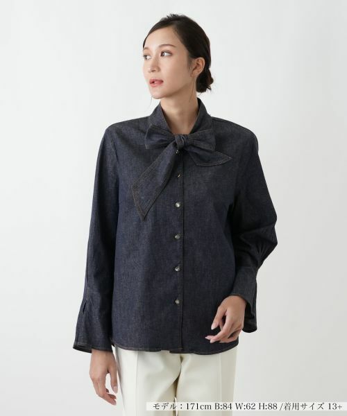 Leilian PLUS HOUSE/レリアンプラスハウス ブラウス【BOURGE】 ブルー系 13+ Leilian PLUS HOUSE/レリアンプラスハウス ブラウス【BOURGE】 ブルー系 13+