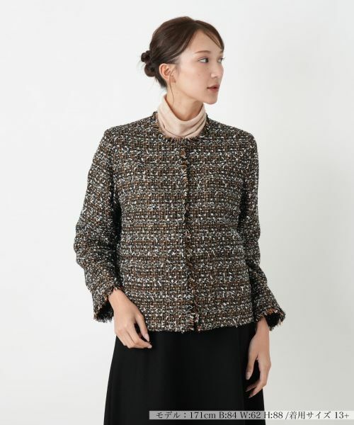 Leilian PLUS HOUSE/レリアンプラスハウス ジャケット【BOURGE】 ブラウン系 13+ Leilian PLUS HOUSE/レリアンプラスハウス ジャケット【BOURGE】 ブラウン系 13+