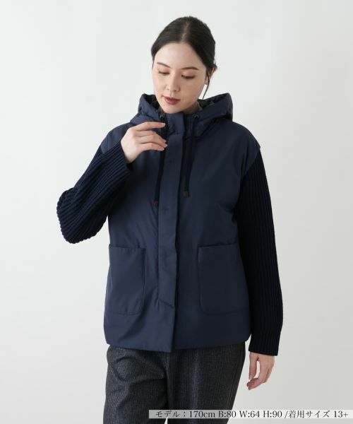 Leilian PLUS HOUSE/レリアンプラスハウス ブルゾン【TRICOT PERUGIA】 ネイビー 13+ Leilian PLUS HOUSE/レリアンプラスハウス ブルゾン【TRICOT PERUGIA】 ネイビー 13+