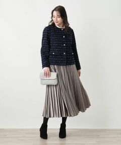 Leilian PLUS HOUSE / レリアンプラスハウス ロング・マキシ丈スカート | ベロアプリーツスカート【25年11月カタログ】