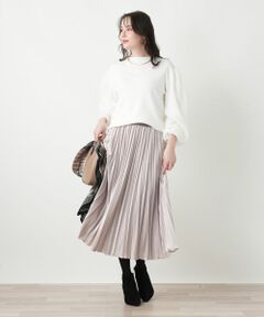 Leilian PLUS HOUSE / レリアンプラスハウス ロング・マキシ丈スカート | ベロアプリーツスカート【25年11月カタログ】