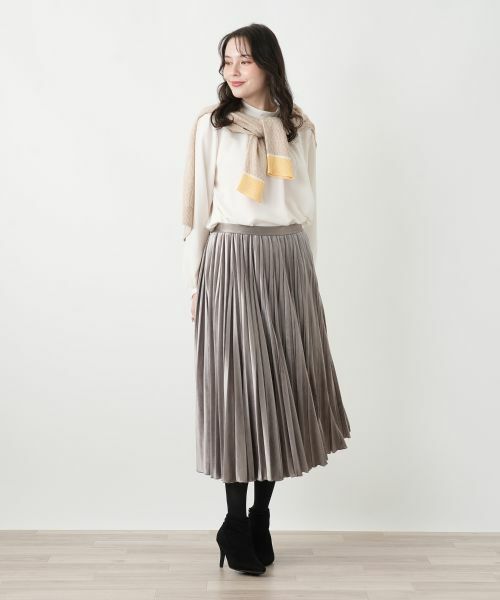 Leilian PLUS HOUSE / レリアンプラスハウス ロング・マキシ丈スカート | ベロアプリーツスカート【25年11月カタログ】 | 詳細3