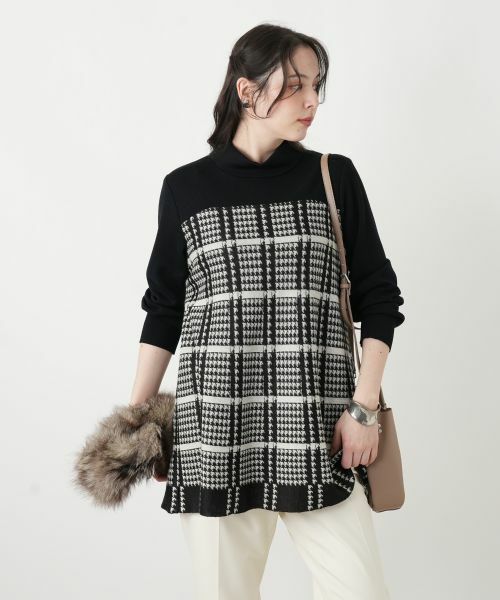 Leilian PLUS HOUSE / レリアンプラスハウス ニット・セーター | 千鳥格子ニットチュニック【25年11月カタログ】 | 詳細1