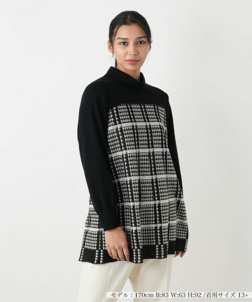 Leilian PLUS HOUSE / レリアンプラスハウス ニット・セーター | 千鳥格子ニットチュニック【25年11月カタログ】 | 詳細4