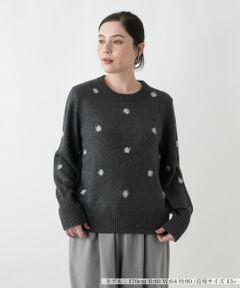 Leilian PLUS HOUSE / レリアンプラスハウス ニット・セーター | フェザーラメドットニットプルオーバー【NEMIKA】