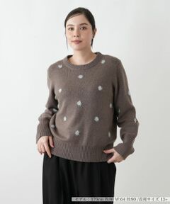 Leilian PLUS HOUSE / レリアンプラスハウス ニット・セーター | フェザーラメドットニットプルオーバー【NEMIKA】