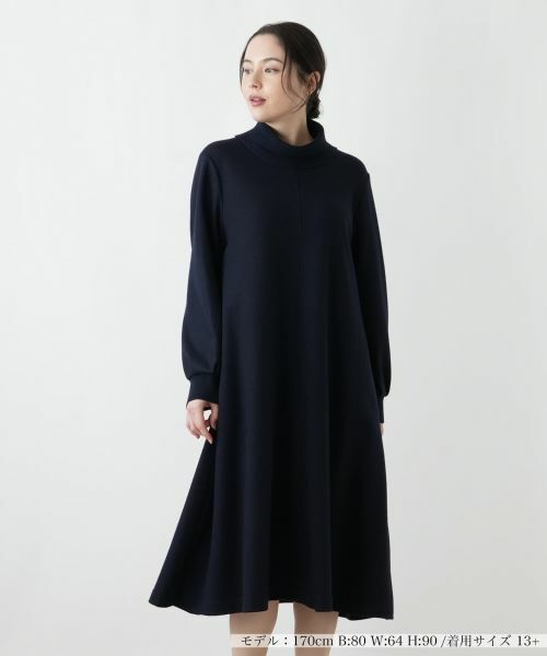 Leilian PLUS HOUSE/レリアンプラスハウス ハイネックAラインワンピース【25年11月カタログ】 ネイビー 13+ Leilian PLUS HOUSE/レリアンプラスハウス ハイネックAラインワンピース【25年11月カタログ】 ネイビー 13+