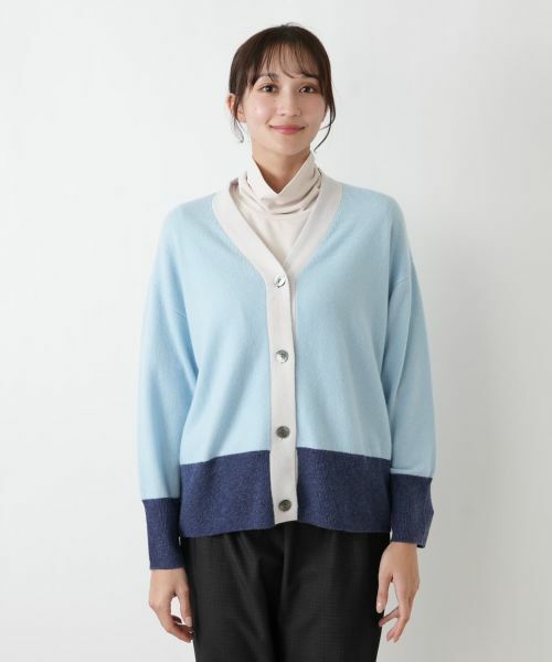 Leilian PLUS HOUSE / レリアンプラスハウス カーディガン・ボレロ | カシミヤ配色カーディガン【Leilian WHITE LABEL】 | 詳細13