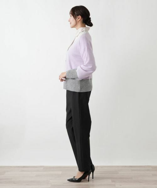 Leilian PLUS HOUSE / レリアンプラスハウス カーディガン・ボレロ | カシミヤ配色カーディガン【Leilian WHITE LABEL】 | 詳細2