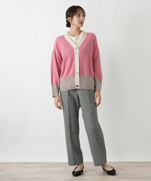 Leilian PLUS HOUSE / レリアンプラスハウス カーディガン・ボレロ | カシミヤ配色カーディガン【Leilian WHITE LABEL】 | 詳細4