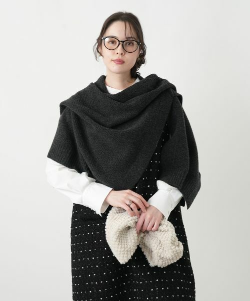 Leilian PLUS HOUSE / レリアンプラスハウス テーラードジャケット | 幾何柄ニットケープ【Leilian WHITE LABEL】 | 詳細1