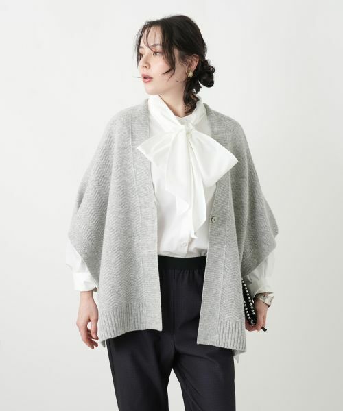 Leilian PLUS HOUSE / レリアンプラスハウス テーラードジャケット | 幾何柄ニットケープ【Leilian WHITE LABEL】 | 詳細13