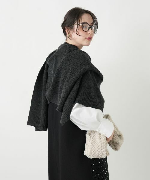 Leilian PLUS HOUSE / レリアンプラスハウス テーラードジャケット | 幾何柄ニットケープ【Leilian WHITE LABEL】 | 詳細2