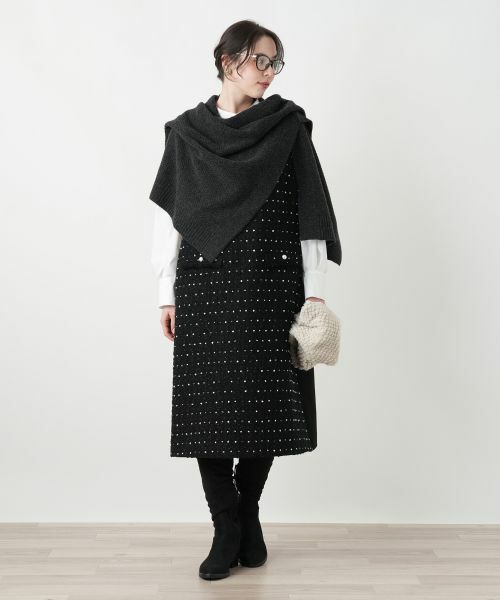 Leilian PLUS HOUSE / レリアンプラスハウス テーラードジャケット | 幾何柄ニットケープ【Leilian WHITE LABEL】 | 詳細3