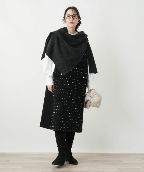 Leilian PLUS HOUSE / レリアンプラスハウス テーラードジャケット | 幾何柄ニットケープ【Leilian WHITE LABEL】 | 詳細4