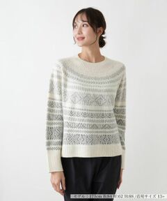 Leilian PLUS HOUSE / レリアンプラスハウス ニット・セーター | フェアアイル柄ニットプルオーバー【Leilian WHITE LABEL】