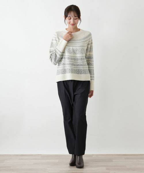 Leilian PLUS HOUSE / レリアンプラスハウス ニット・セーター | フェアアイル柄ニットプルオーバー【Leilian WHITE LABEL】 | 詳細1