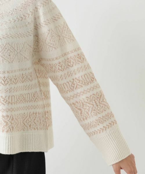 Leilian PLUS HOUSE / レリアンプラスハウス ニット・セーター | フェアアイル柄ニットプルオーバー【Leilian WHITE LABEL】 | 詳細12