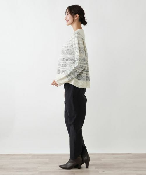 Leilian PLUS HOUSE / レリアンプラスハウス ニット・セーター | フェアアイル柄ニットプルオーバー【Leilian WHITE LABEL】 | 詳細2