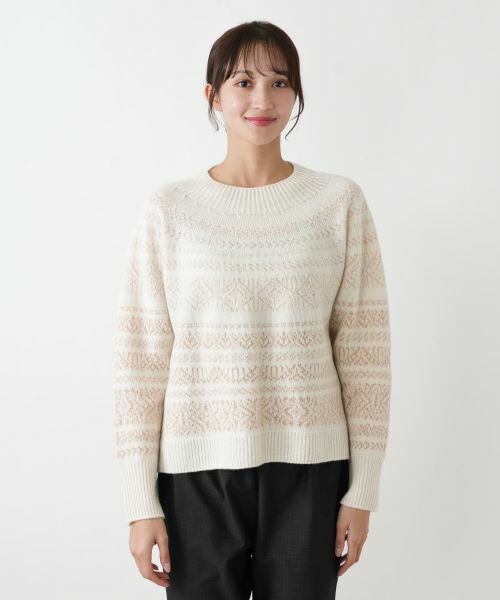 Leilian PLUS HOUSE / レリアンプラスハウス ニット・セーター | フェアアイル柄ニットプルオーバー【Leilian WHITE LABEL】 | 詳細7