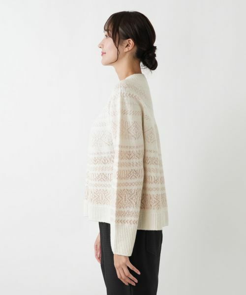 Leilian PLUS HOUSE / レリアンプラスハウス ニット・セーター | フェアアイル柄ニットプルオーバー【Leilian WHITE LABEL】 | 詳細8