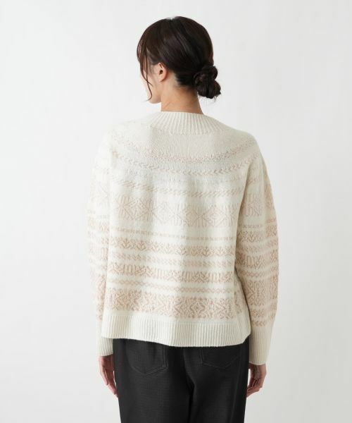 Leilian PLUS HOUSE / レリアンプラスハウス ニット・セーター | フェアアイル柄ニットプルオーバー【Leilian WHITE LABEL】 | 詳細9