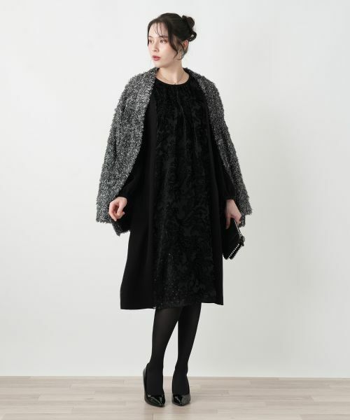 Leilian PLUS HOUSE / レリアンプラスハウス ドレス | 異素材切り替えワンピース【セレモニー】【Leilian WHITE LABEL】 | 詳細1