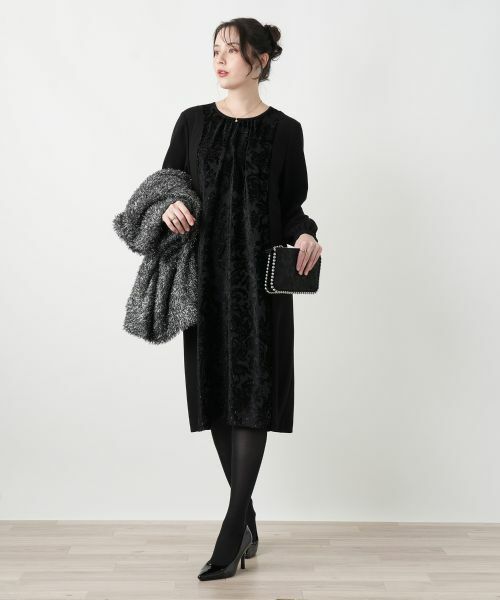 Leilian PLUS HOUSE / レリアンプラスハウス ドレス | 異素材切り替えワンピース【セレモニー】【Leilian WHITE LABEL】 | 詳細3