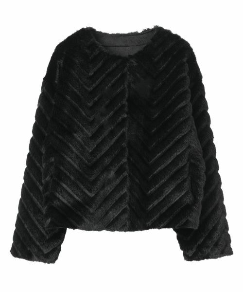 Leilian PLUS HOUSE / レリアンプラスハウス テーラードジャケット | 【店舗人気】フェイクファージャケット【セレモニー】【Leilian WHITE LABEL】（ブラック）