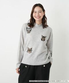 Leilian PLUS HOUSE / レリアンプラスハウス ニット・セーター | 猫モチーフカシミヤニットプルオーバー【NEMIKA】