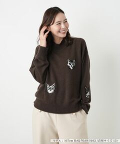 Leilian PLUS HOUSE / レリアンプラスハウス ニット・セーター | 猫モチーフカシミヤニットプルオーバー【NEMIKA】
