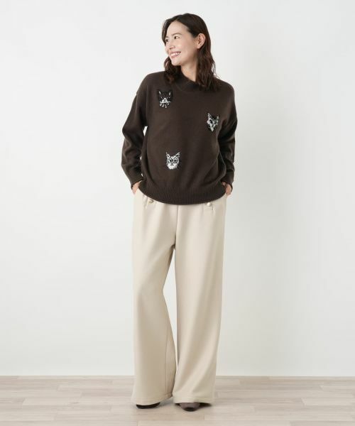 Leilian PLUS HOUSE / レリアンプラスハウス ニット・セーター | 猫モチーフカシミヤニットプルオーバー【NEMIKA】 | 詳細1