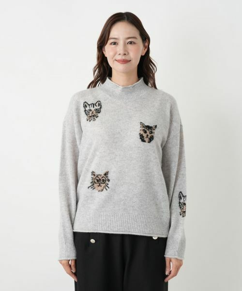 Leilian PLUS HOUSE / レリアンプラスハウス ニット・セーター | 猫モチーフカシミヤニットプルオーバー【NEMIKA】 | 詳細10
