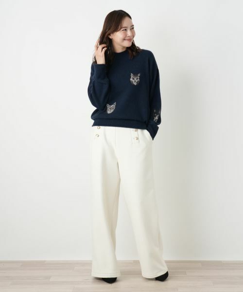 Leilian PLUS HOUSE / レリアンプラスハウス ニット・セーター | 猫モチーフカシミヤニットプルオーバー【NEMIKA】 | 詳細4