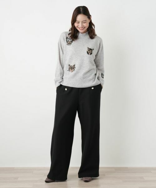 Leilian PLUS HOUSE / レリアンプラスハウス ニット・セーター | 猫モチーフカシミヤニットプルオーバー【NEMIKA】 | 詳細7
