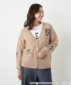 Leilian PLUS HOUSE / レリアンプラスハウス カーディガン・ボレロ | 猫モチーフカシミヤカーディガン【NEMIKA】