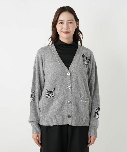 Leilian PLUS HOUSE / レリアンプラスハウス カーディガン・ボレロ | 猫モチーフカシミヤカーディガン【NEMIKA】 | 詳細10