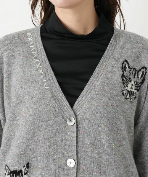 Leilian PLUS HOUSE / レリアンプラスハウス カーディガン・ボレロ | 猫モチーフカシミヤカーディガン【NEMIKA】 | 詳細13