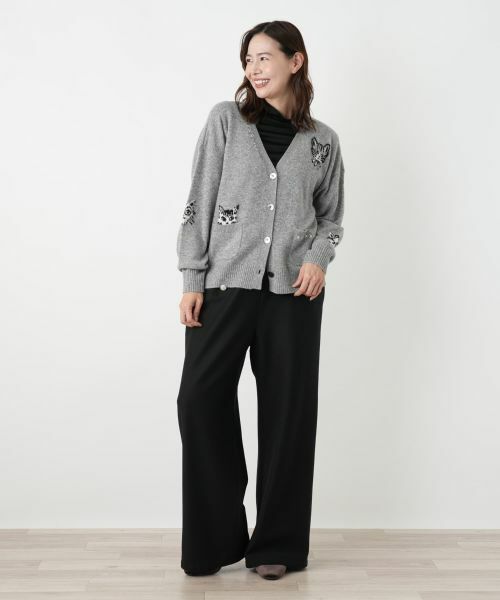 Leilian PLUS HOUSE / レリアンプラスハウス カーディガン・ボレロ | 猫モチーフカシミヤカーディガン【NEMIKA】 | 詳細7