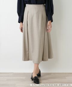 Leilian PLUS HOUSE / レリアンプラスハウス ミニ・ひざ丈スカート | タックフレアスカート【BOURGE】