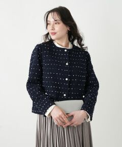 Leilian PLUS HOUSE / レリアンプラスハウス テーラードジャケット | ドットツイードジャケット【セレモニー】【Leilian WHITE LABEL】