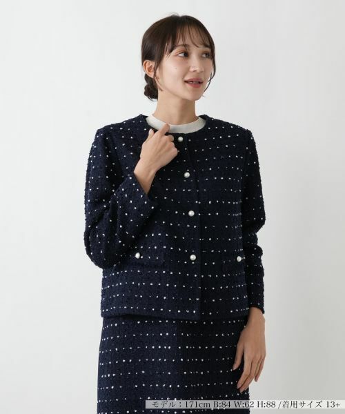 Leilian PLUS HOUSE / レリアンプラスハウス テーラードジャケット | ドットツイードジャケット【セレモニー】【Leilian WHITE LABEL】 | 詳細13