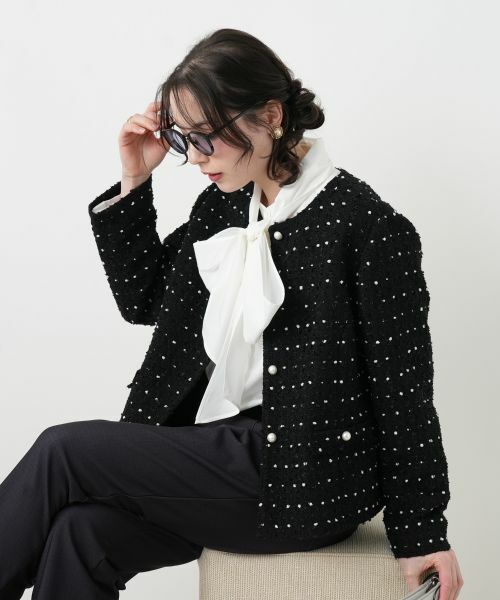 Leilian PLUS HOUSE / レリアンプラスハウス テーラードジャケット | ドットツイードジャケット【セレモニー】【Leilian WHITE LABEL】 | 詳細3