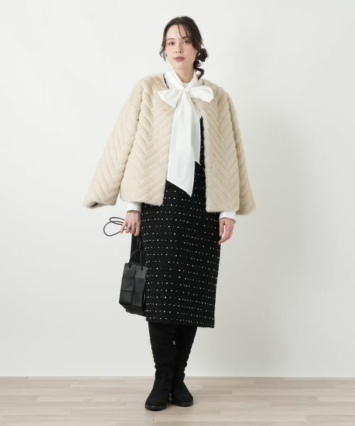 Leilian PLUS HOUSE / レリアンプラスハウス ロング・マキシ丈ワンピース | ドットツイードジャンパースカート【セレモニー】【Leilian WHITE LABEL】 | 詳細1