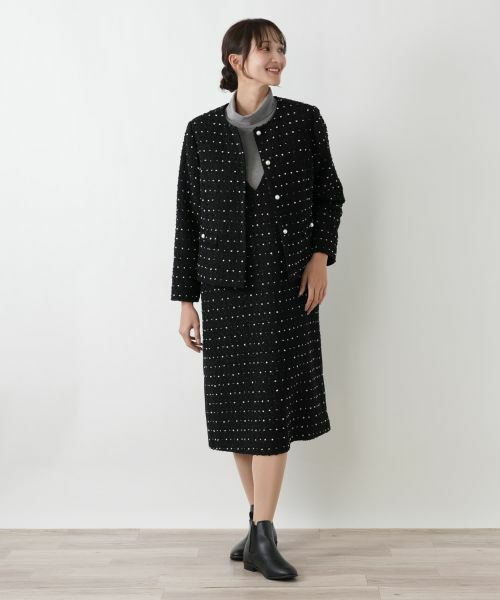 Leilian PLUS HOUSE / レリアンプラスハウス ロング・マキシ丈ワンピース | ドットツイードジャンパースカート【セレモニー】【Leilian WHITE LABEL】 | 詳細10