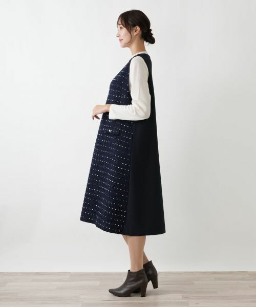 Leilian PLUS HOUSE / レリアンプラスハウス ロング・マキシ丈ワンピース | ドットツイードジャンパースカート【セレモニー】【Leilian WHITE LABEL】 | 詳細15